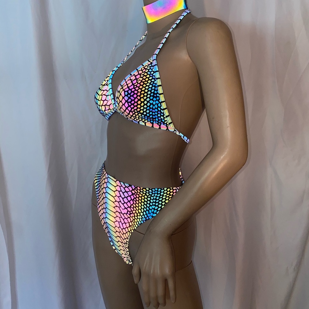Two piece Rainbow and Reflective bikini set - Picture 5 of 8